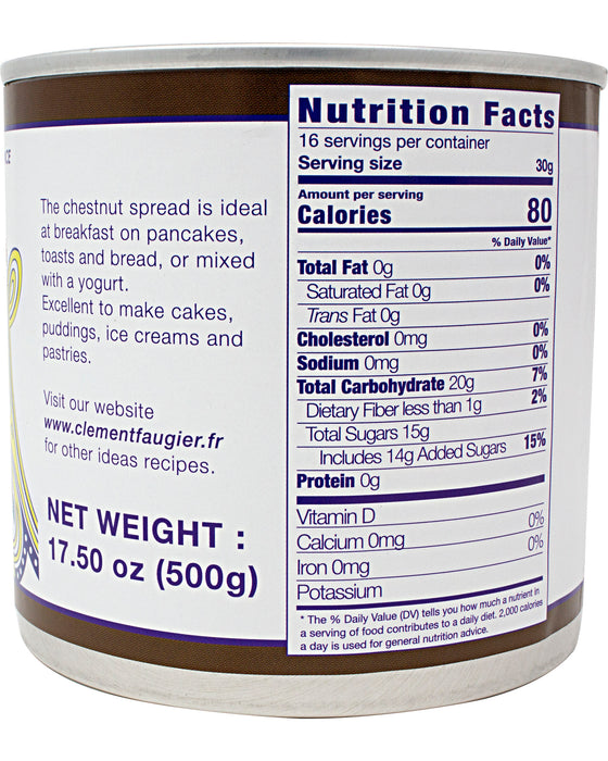 Clement Faugier Chestnut Spread Nutrition Facts