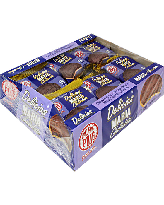 Puig Delicias Maria Cookies with Chocolate (Box of 18)