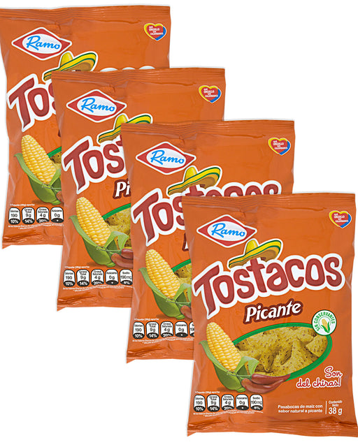 Ramo Tostacos Picantes (Spicy Corn Chips) Pack of 4