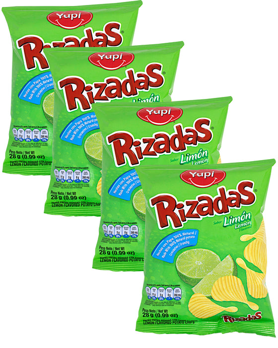 Yupi Papas Rizadas (Lemon-Flavored Curly Chips) (Pack of 4)